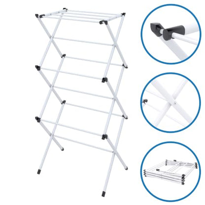 Honey-Can-Do 3-Tier Compact Clothes Drying Rack, 16 ft, No Assembly, White - color: White, size: 21" W