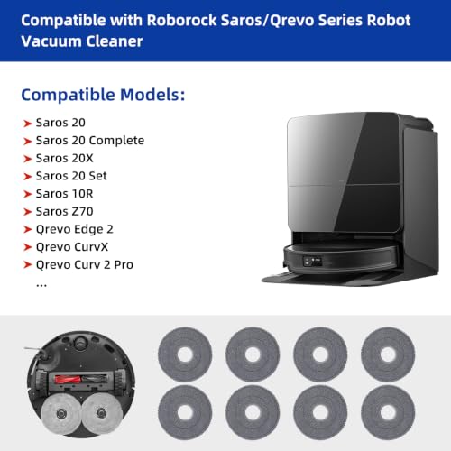 VIEWALL 8 Pack Mop Pads for Roborock Saros 10R/Saros 20/Qrevo Edge 2/3 Pro - size: Saros Mop Pads 8 Pack