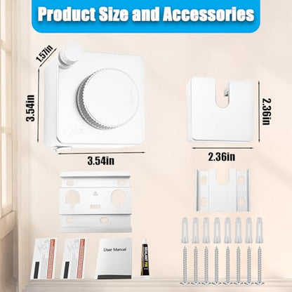 Retractable Clothesline Indoor Outdoor Non-Sag 16.2Ft Stainless Line(White) - color: White