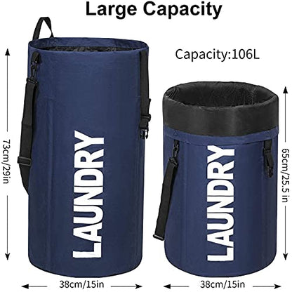 Chrislley 106L Collapsible Laundry Basket, Laundry Backpack, Laundry Bag - color: dark blue