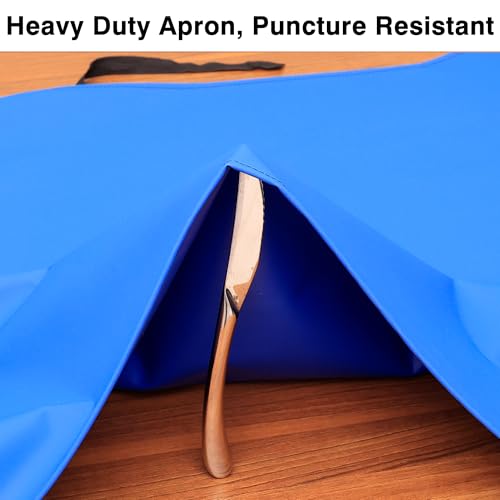 Heavy Duty Waterproof Apron,PVC, Adjustable Cross Strap,Chemical Resistant, for Butchering, Dishwashing, Food Factory - color: Royal Blue