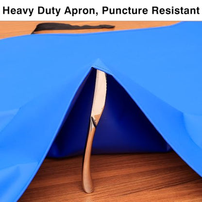 Heavy Duty Waterproof Apron,PVC, Adjustable Cross Strap,Chemical Resistant, for Butchering, Dishwashing, Food Factory - color: Royal Blue