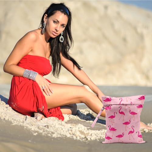 Pink Flamingo Wet Bag 12x10 Inch, Flamingo Waterproof Travel Laundry Bag - color: Flamingo 1418