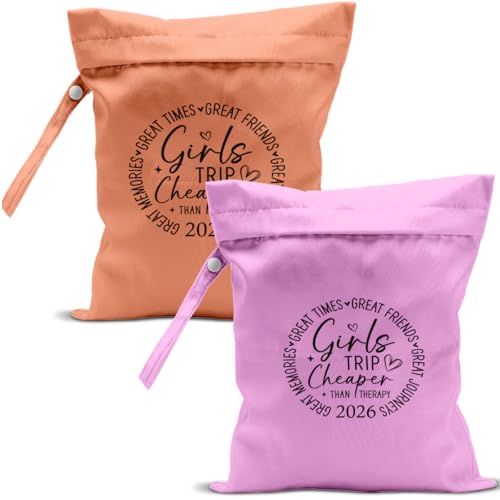 2Pcs Girls Trip Gifts Wet Dry Bag, Aloha Beach Bag Wet Bag Favors, Sunscreen Swimsuit Toiletry Travel Essentials For Women, Beach Travel Laundry bags for Dirty Diaper Swimsuit Gifts - color: 2Pcs. Pink & Orange
