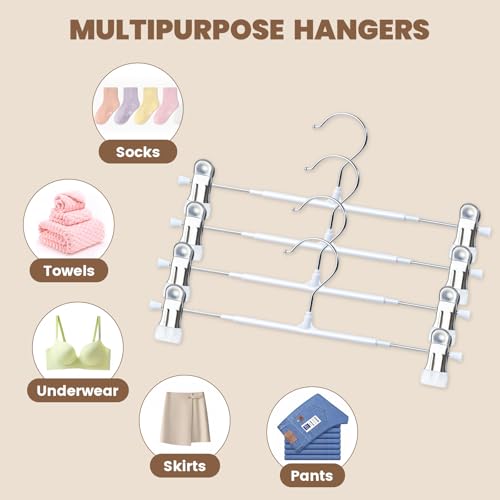 HUADYMEET 12 Inch Heavy Duty Pants Skirt Hangers with Clips,White,30 Pack - color: White, size: 12 Inch