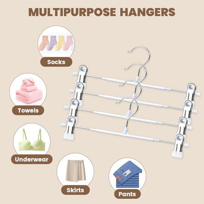 HUADYMEET 12 Inch Heavy Duty Pants Skirt Hangers with Clips,White,30 Pack - color: White, size: 12 Inch
