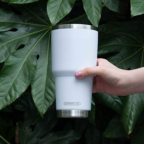 D·S 30oz White Tumbler Double Wall Vacuum Insulated Travel Coffee Mug - color: White