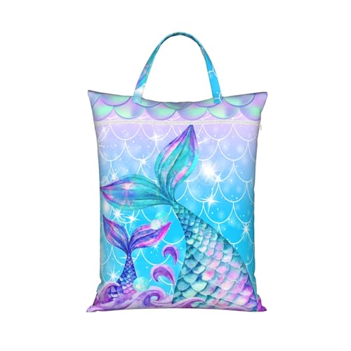 Mermaid Tail Galaxy Blue Colorful Travel Laundry Bags Cloth Diaper Wet Bags Handle Washable Dirty Clothes Bags Wet Dry Bag Suitcase Gym Swimming Pool College Dorm Wet Bag - color: 1 PC24, size: One Size