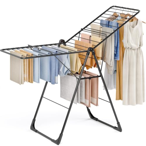 APEXCHASER Clothes Drying Rack, Large Capacity Drying Rack Clothing - color: Jet Black