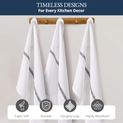 LANE LINEN 100% Cotton Kitchen Dish Towels Absorbent Lint-Free 6 Pack - color: 09: Black Stripe, size: 06 Pack