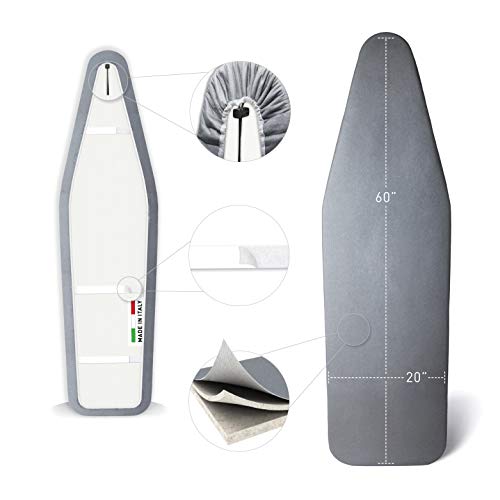 TIVIT Ironing Board Cover 20 x 60 – Made in Italy, Alumitek PRO Heat-Reflective, Thick 3-Layer Padding, Scorch & Stain Resistant - size: 20x60