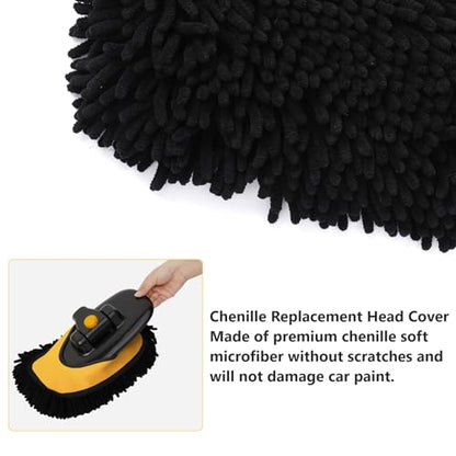 Car Wash Brush Replacement Head Cover, Soft Microfiber Car Wash Mop Head Suitable for 15° Curved Pole CarCleaning Mop (Only Head Cover)