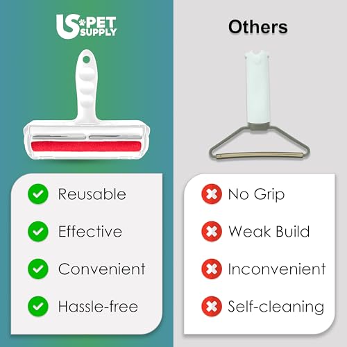 Pet Hair Remover Roller -Reusable, Self Cleaning Lint Roller for Pet Hair Removal on Furniture, Carpets, Clothes & Car Seats-Dog & Cat Hair Remover No Sticky Tapes (White) - color: White