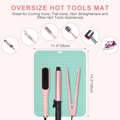Oversize Silicone Heat Resistant Mat for Hair Tools - color: Green