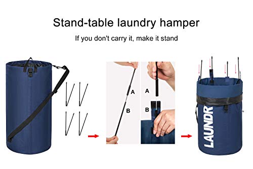Chrislley 106L Collapsible Laundry Basket, Laundry Backpack, Laundry Bag - color: dark blue