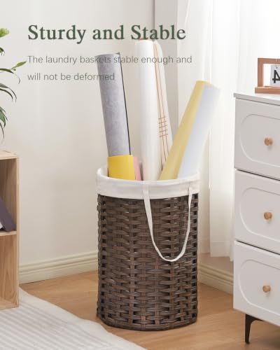 SETVSON Laundry Hamper Laundry Basket Round 19.0Gal (72 L) PE Rattan, Brown - color: Brown, size: 19.0 Gal - 72L