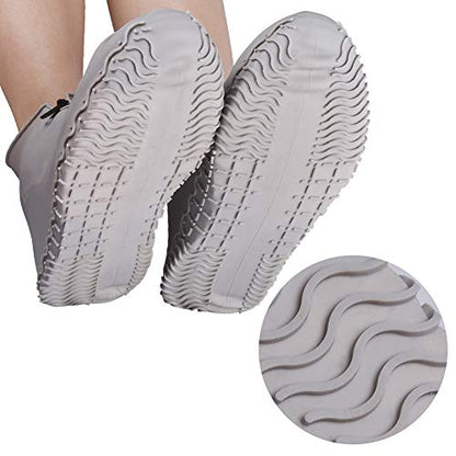 Shiwely Waterproof Shoe Covers, Silicone Reusable Shoe Cover Non-slip Durable Zipper Elastic Rain Cover Protection for Men Women (XL (Women 11-13, Men 9.5-13), Grey) - color: Grey, size: XL (Women 11-13, Men 9.5-13)