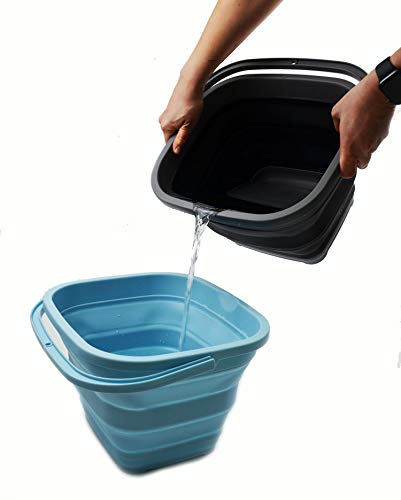 SAMMART 11L (2.9 Gallon) Collapsible Rectangular Handy Bucket (1, Grey/Black) - color: Grey/Black