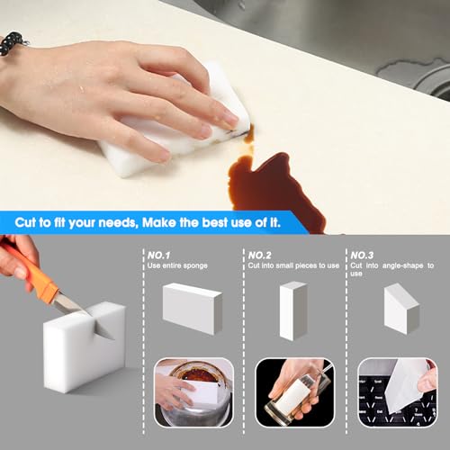 50 Pack Melamine Sponges, Magic Sponge Eraser, Durable Multi-Purpose Premium Melamine Foam Eraser for All Oil Stains, Coffee Cup Stains, Bathroom, Kitchen, Leather, Shoes, Walls, car interiors. - color: 50pc