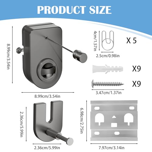 Retractable Clothesline Indoor, Non-Sagging Outdoor Clothes Line Retracting 13.7 Feet Heavy Duty Laundry Line Retractable Wall Mounted Clothes Line Outdoors (Grey, Rectangle) - color: Gray, size: Rectangle