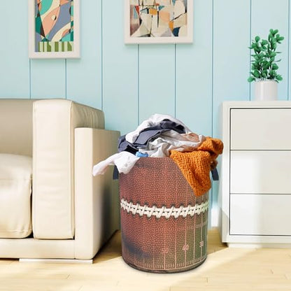 Football Texture Laundry Basket Foldable Oxford Cloth Hamper 18.9 x 16.5 In - color: Football Texture