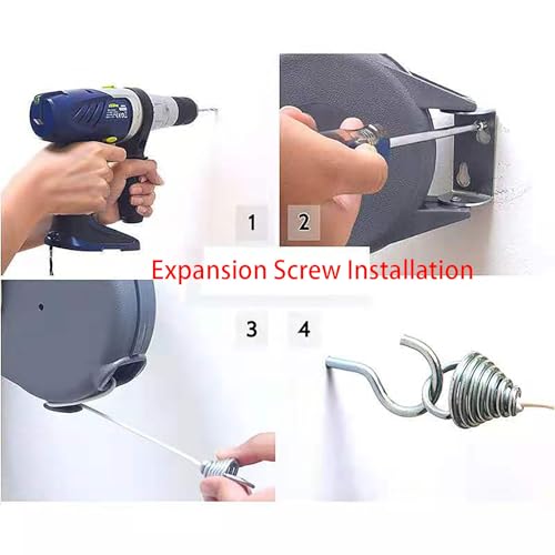 Retractable Invisible Clothesline, 50 Feet Expansion Screw Installation High-Strength Wire for Hanging Bed and Cloth (1)