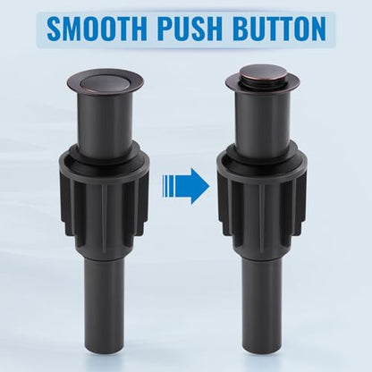 ALEASHA Pop Up Sink Drain Without Overflow, Bathroom Sink Drain Vessel Sink Stopper Pop Up Sink Drain Stopper, Pop Up Drain for Bathroom Sink Drain Strainer for Hair Catcher,Oil Rubbed Bronze - color: Oil Rubbed Bronze, style: Without Overflow