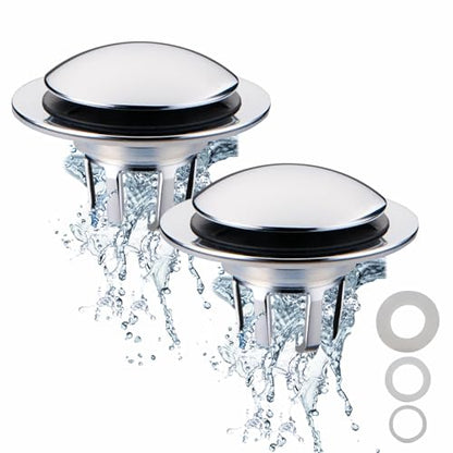 WELSAN Chrome Plated Bathroom Sink Drain Strainer 1 1/8"-1 1/2", 2 Pack - color: Chrome Plated-2