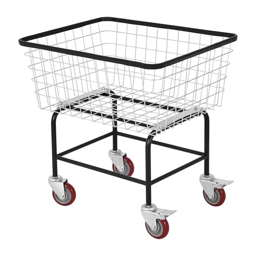 Rolling Laundry Cart with Wheels, Durable Metal, 2.5-Bushel - size: 2.5 Bushel