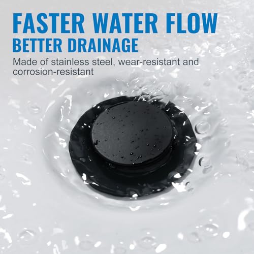 ALEASHA Pop Up Sink Drain Without Overflow, Bathroom Sink Drain Vessel Sink Stopper Pop Up Sink Drain Stopper, Pop Up Drain for Bathroom Sink Drain Strainer for Hair Catcher, Matte Black - color: Matte Black, style: Without Overflow