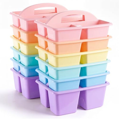 Kathfly 12 Pack Classroom Caddy Organizer with Handle Bulk, Macaron Color - color: Macaron Color