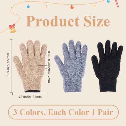 6Pcs 3 Colors Mixed Color Knitted Microfiber Plant Dusting Gloves Leaf Cleaning Knit Glove Mitts Household Washable Reusable Mittens Dusters Bulk for House Furniture Kitchen Plants Supplies - color: Mixed Color