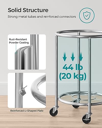 SONGMICS Laundry Basket with Wheels, 29 Gal., Steel Frame, Removable Bag - color: Cream White + Metallic Silver, size: 110 L (1-Section)