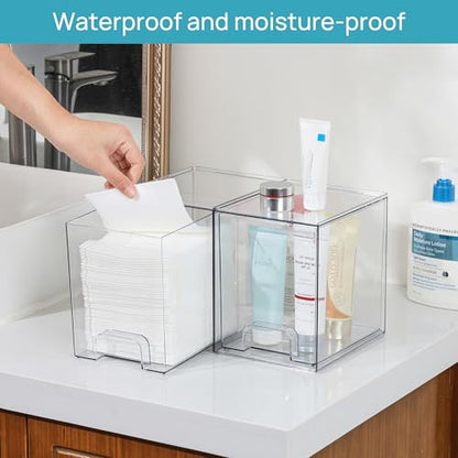 Vtopmart Clear Stackable Storage Drawers, 4 Pack Tall Plastic Organizers - style: 4pack High