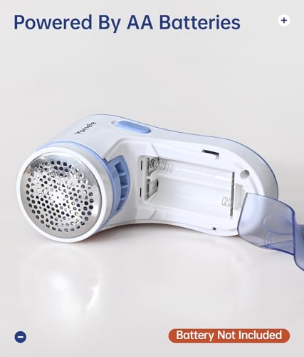 Fabric Shaver, Electric Lint Remover for Clothes & Furniture, Sweater Shaver & Pilling Remover, Depiller with 2 Extra Blades Included, Lint Shaver for Clothing - Battery Operated - color: Blue