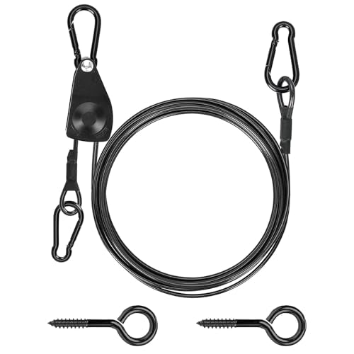TooTaci 15ft Outdoor Clothesline Kit, 3/16" Black PVC Coated Wire Rope - size: 15ft