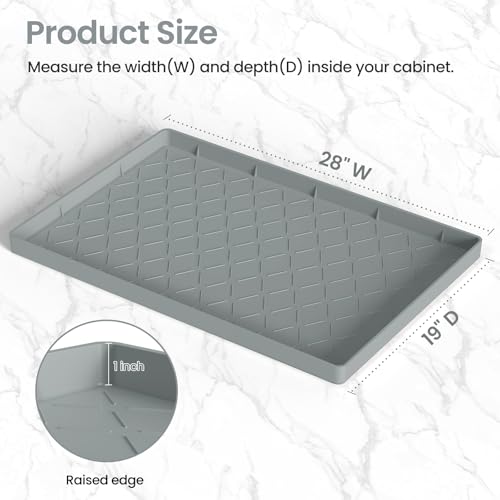 Mateeylife Under Sink Mat Kitchen Waterproof，Silicone Sink Tray 28"X19" - color: Bronze, size: 19''W x 28''L