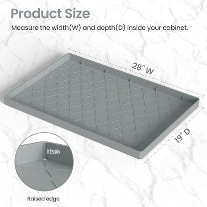 Mateeylife Under Sink Mat Kitchen Waterproof，Silicone Sink Tray 28"X19" - color: Bronze, size: 19''W x 28''L