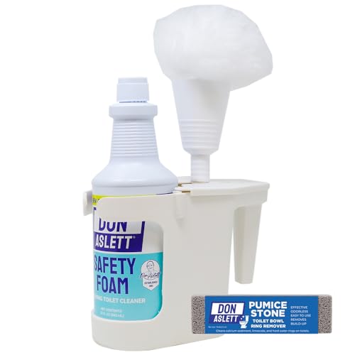 Don Aslett's Complete Toilet Cleaning Set | Includes 32 oz Toilet Cleaner, Convenient Cleaning Caddy, Johnny Mop Toilet Brush, and Pumice Stone for Tough Stains