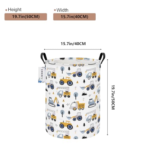Round Collapsible Construction Truck Excavator Laundry Hamper - color: Round Excavator