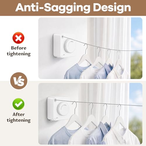 Telescopic Clothes Line, Adjustable Indoor Outdoor Drying Line, Portable Multifunction Drying Rack (White) - color: White