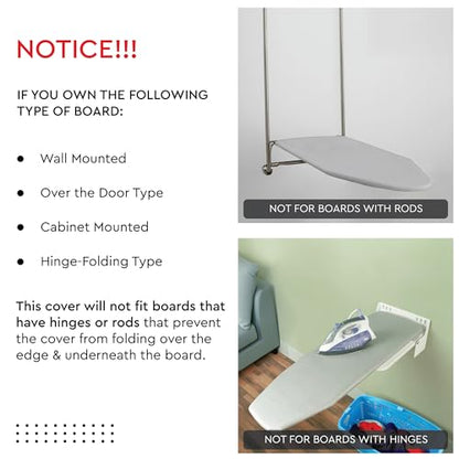 Encasa XO Ironing Board Cover and Pad, Thick Felt 28"x12" - color: Big Leaves Blue, size: Mini (28"x12")