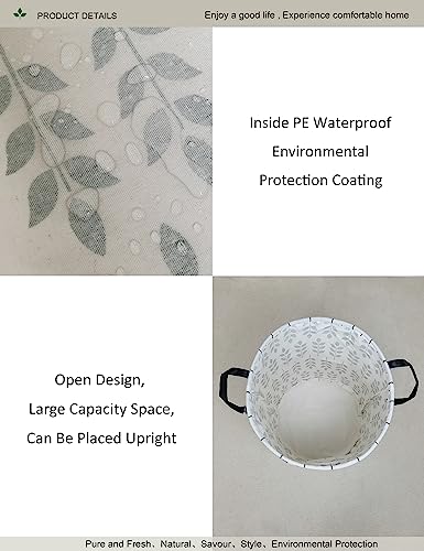 Round Leaf Laundry Hamper, Household Storage Bin - color: Leaf