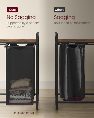 VASAGLE Laundry Hamper with Shelf, 5 Pull-Out Bags, 5 x 10.6 Gallons (40L) - color: Black + Rustic Brown, size: 5 Bags - 200 L