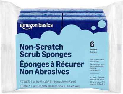 Amazon Basics Non-Scratch Dual-Sided Sponges for Nonstick Pots and Pans, Dish Scrubber, All-Purpose, (Pack of 36), Packaging May Vary - size: 36-Pack, style: Non-Scratch