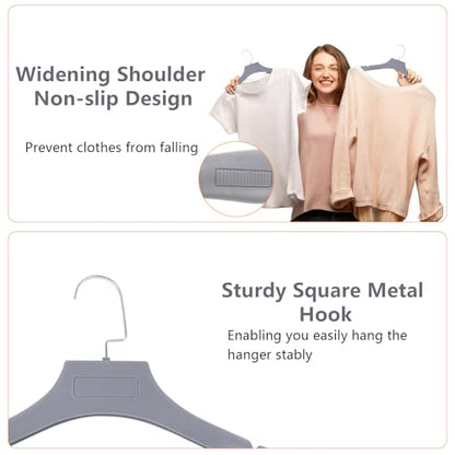DEDU Suit Hangers for Men 40 Pack, Extra Wide Suit Hanger Non Slip Width 17.7", Thick Plastic Coat Hangers Grey with Metal Hook - color: Grey-40