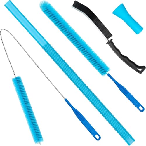 4 Pieces Dryer Vent Cleaner Kit with Lint Brush – Universal Dryer Lint Vacuum Attachment, Flexible Hose & Brush Set for Dryer Vent Cleaning, Lint Trap Cleaner & Home Cleaning Tools (Blue)