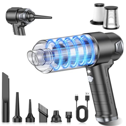 KMM Handheld Car Vacuum Cleaner, 10000PA Hand Held Vacuum & Air Duster - color: Silver & Black