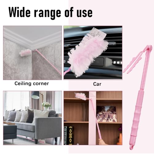 Colingmill 4 Pack Replacement Duster Handles, 3 Ft Extendable, Pink - color: Pink