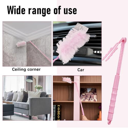 Colingmill 4 Pack Replacement Duster Handles, 3 Ft Extendable, Pink - color: Pink
